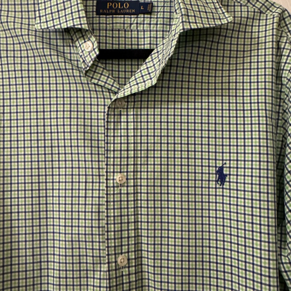 Ralph Lauren Men's Green Plaid Shirt Size LARGE Like new! - Picture 5 of 5